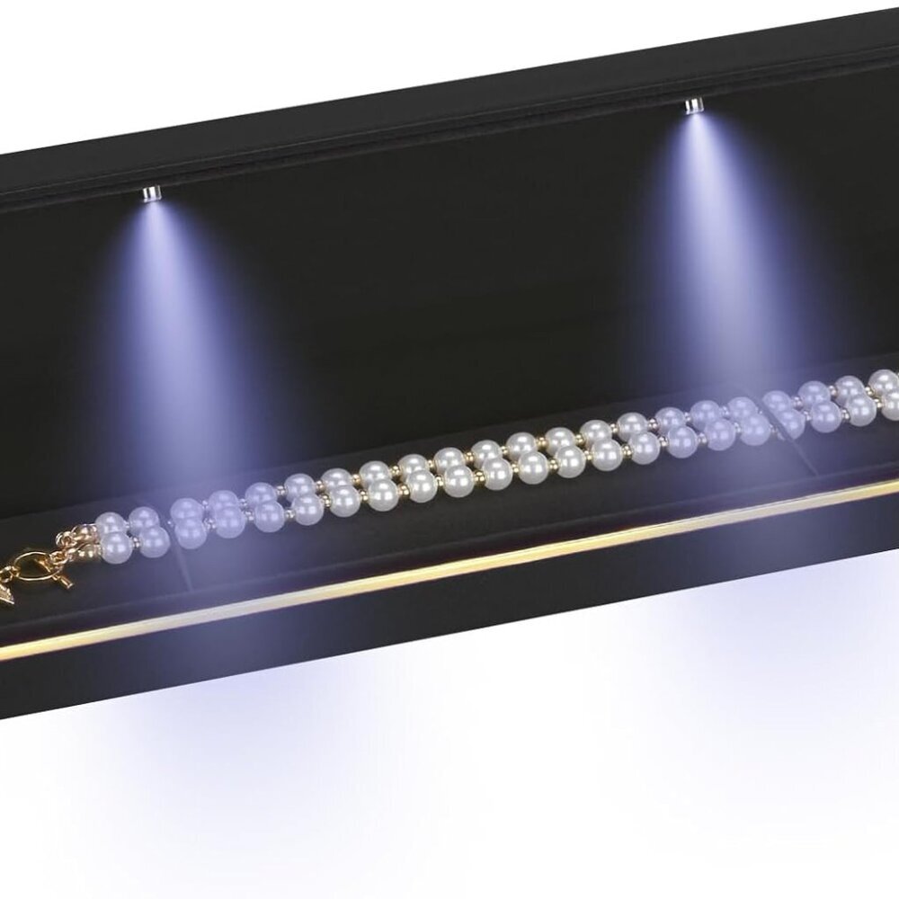 Luxury LED Necklace Long Chain Gift Box with LED Light, Velvet Jewelry Box Stora